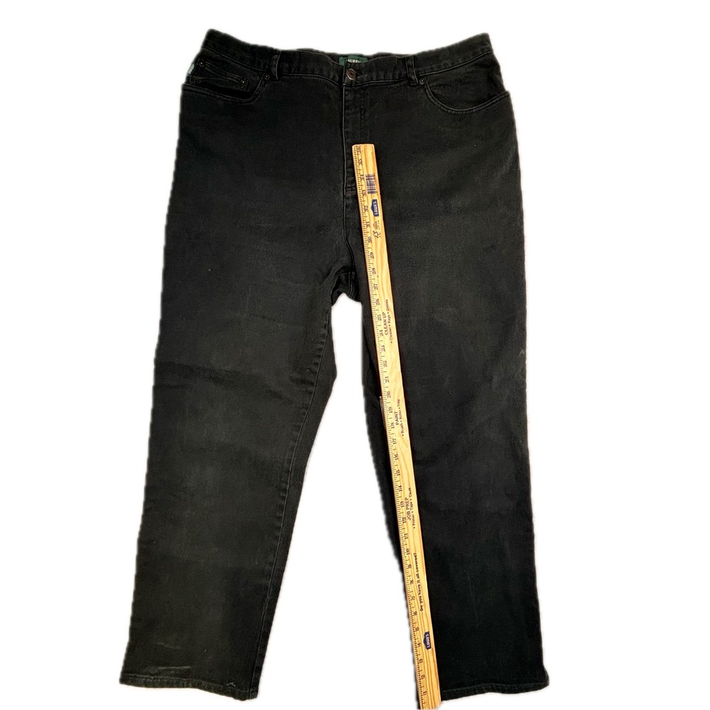 Lauren Ralph Lauren Womens 20W Faded Black Straight Leg High Rise Jeans Pants - Picture 3 of 6